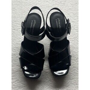 Jeffrey Campbell Heels Womens 7 Black Amma Platform Patent Leather Block Heel